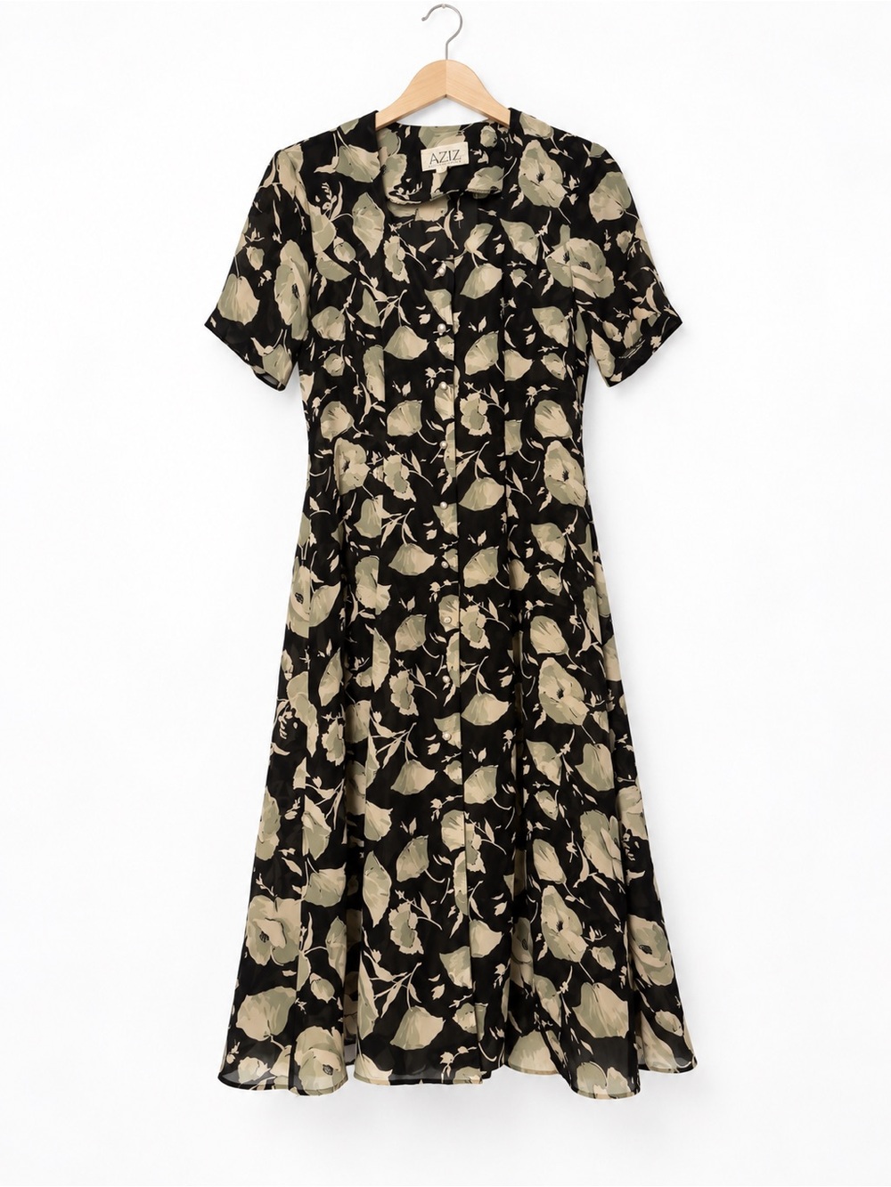 Vintage AZIZ Collection Sheer Floral Maxi Dress